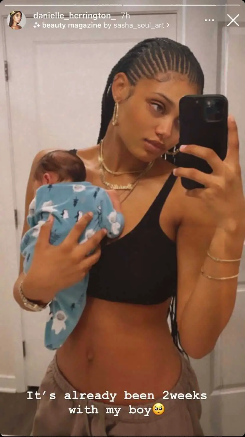 Danielle-Herrington-Instagram-Story-with-newborn-son