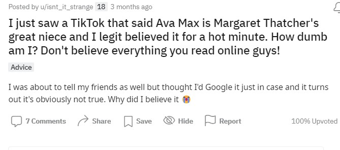 Ava Max Rumored To Be Related To Former Prime Minister Of The UK Margaret Thatcher!